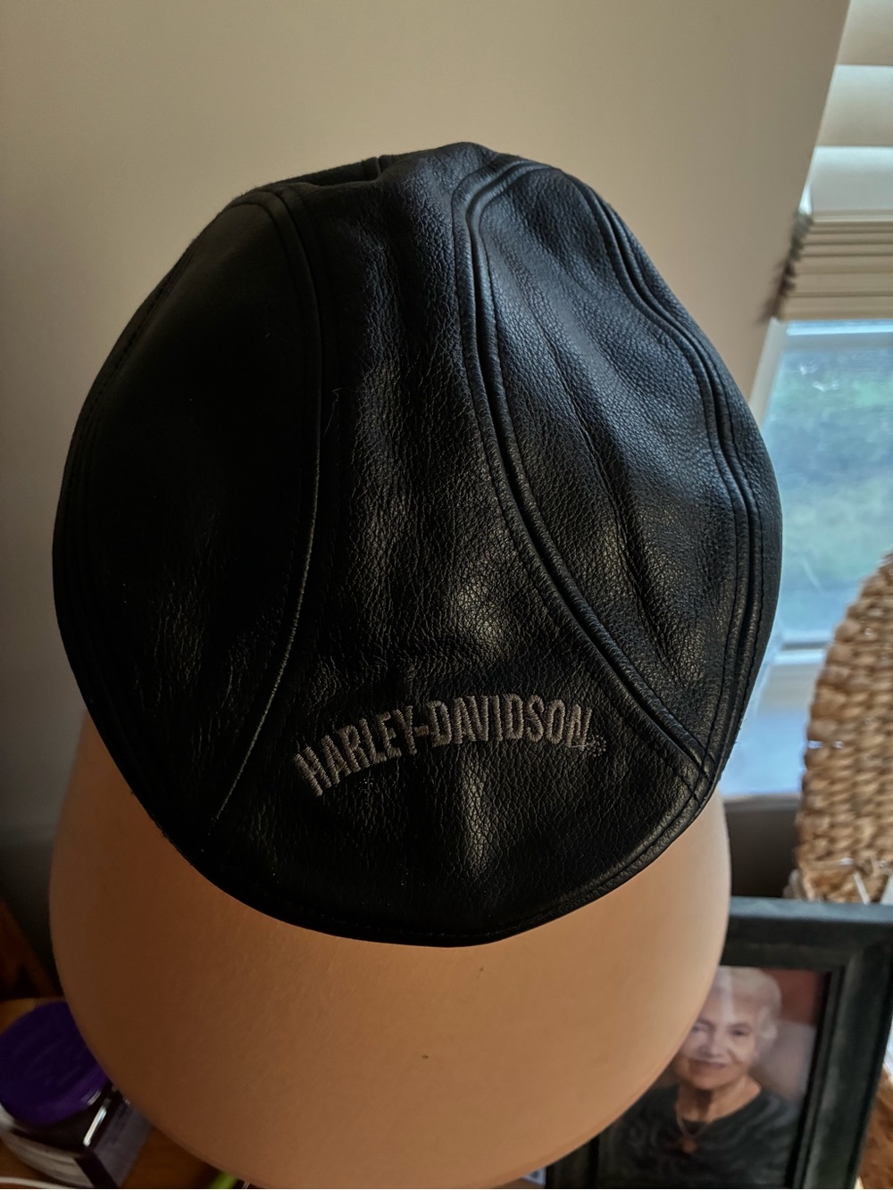Genuine Harley-Davidson 100% Leather Newsboy Ivy Cap - Size Large - Black
